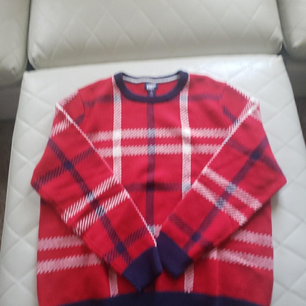 Lands' End Men's Lighthouse Plaid Sweater 46-48 XL